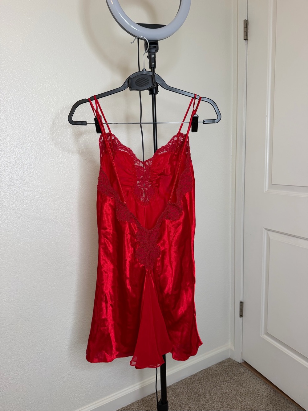 Victoria's Secret Red Satin Lace Chemise